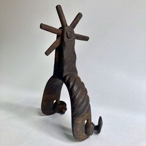 Circa 1900 Forged Iron Single Boot Spur - Table Sculpture